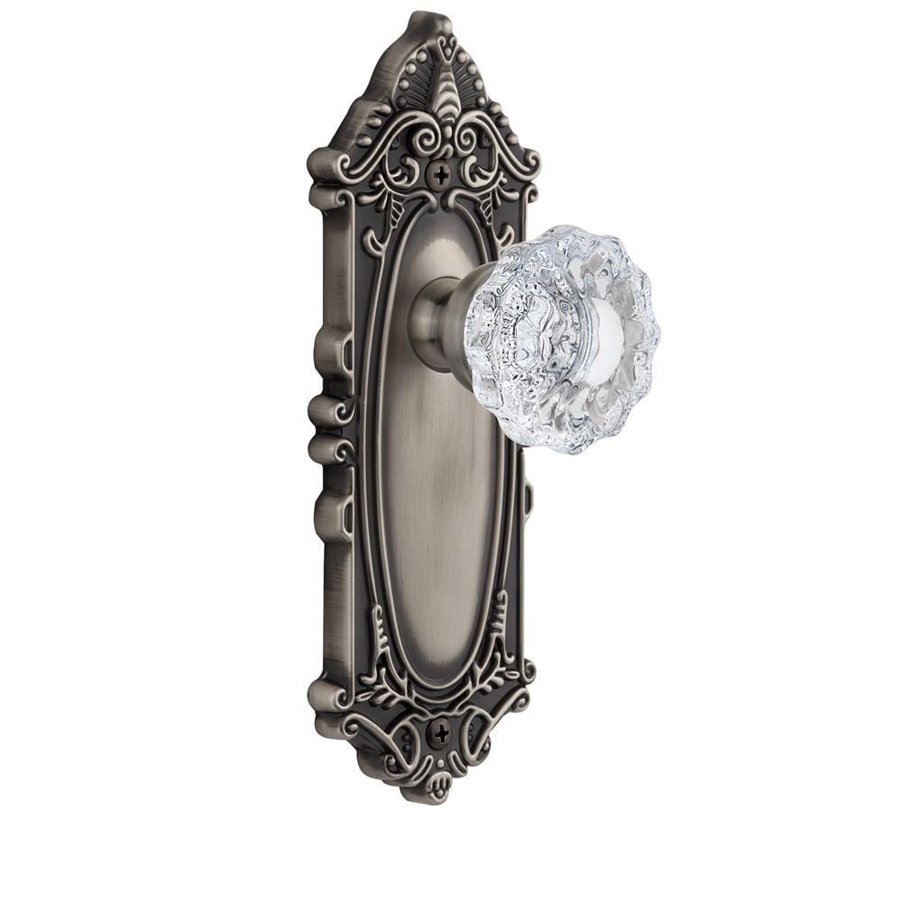 Grandeur by Nostalgic Warehouse GVCVER Privacy Knob - Grande Victorian Plate with Versailles Crystal Knob in Antique Pewter